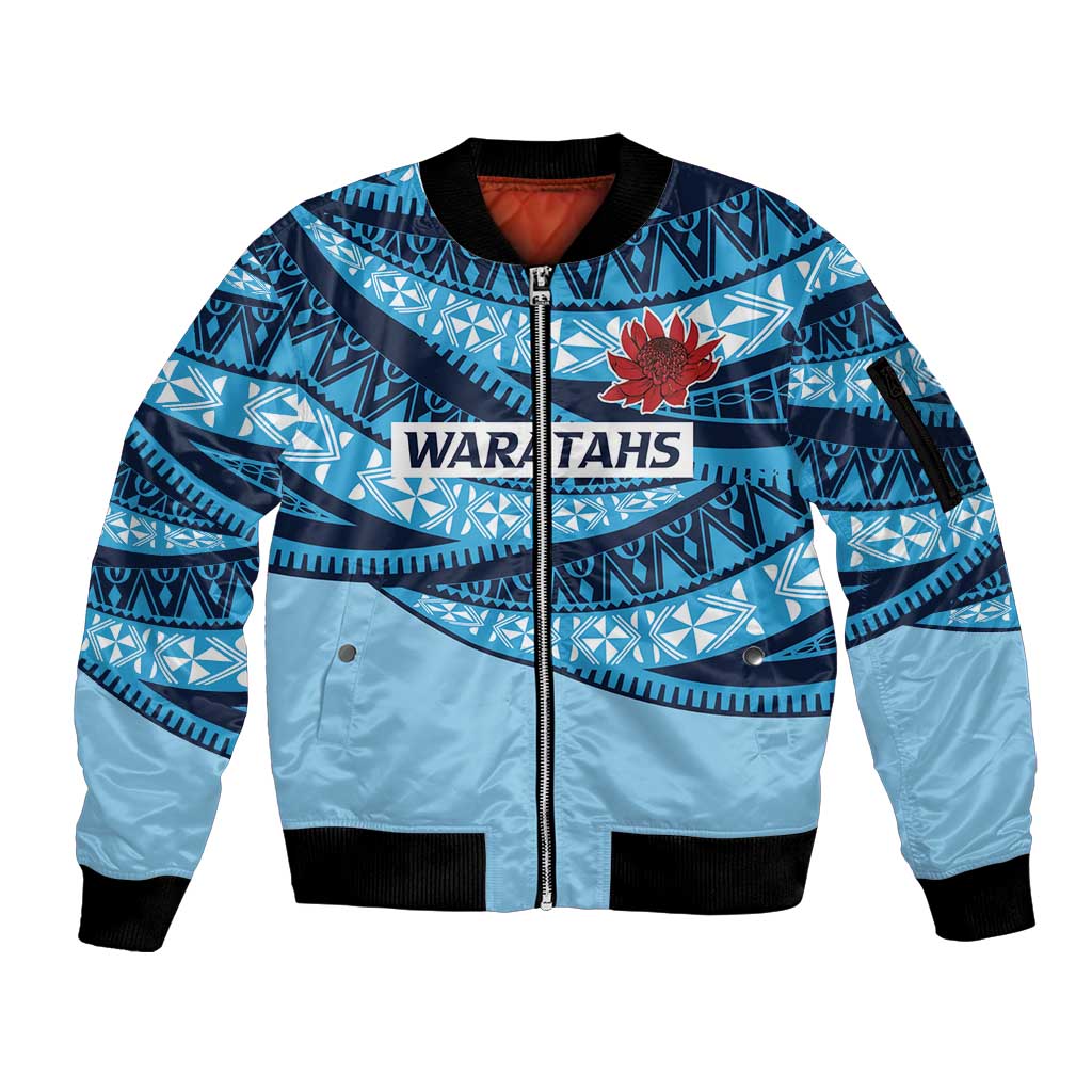 New South Wales Rugby Pacific Custom Sleeve Zip Bomber Jacket Pasifika Tapa Pattern