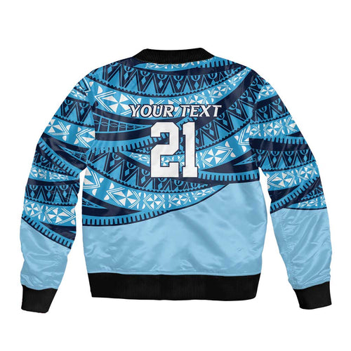 New South Wales Rugby Pacific Custom Sleeve Zip Bomber Jacket Pasifika Tapa Pattern