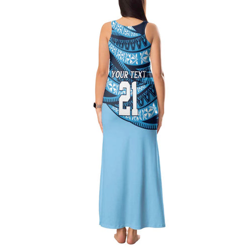 New South Wales Rugby Pacific Custom Tank Maxi Dress Pasifika Tapa Pattern