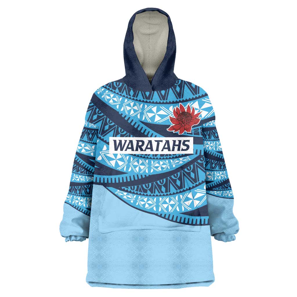 New South Wales Rugby Pacific Custom Wearable Blanket Hoodie Pasifika Tapa Pattern