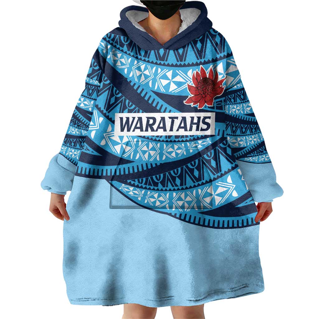 New South Wales Rugby Pacific Custom Wearable Blanket Hoodie Pasifika Tapa Pattern