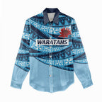 New South Wales Rugby Pacific Custom Women Casual Shirt Pasifika Tapa Pattern