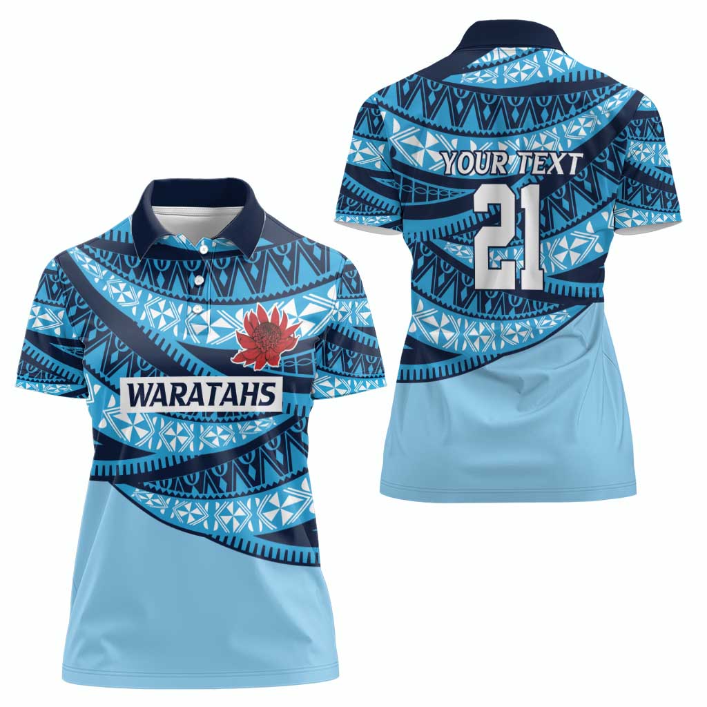 New South Wales Rugby Pacific Custom Women Polo Shirt Pasifika Tapa Pattern