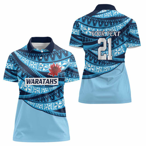 New South Wales Rugby Pacific Custom Women Polo Shirt Pasifika Tapa Pattern
