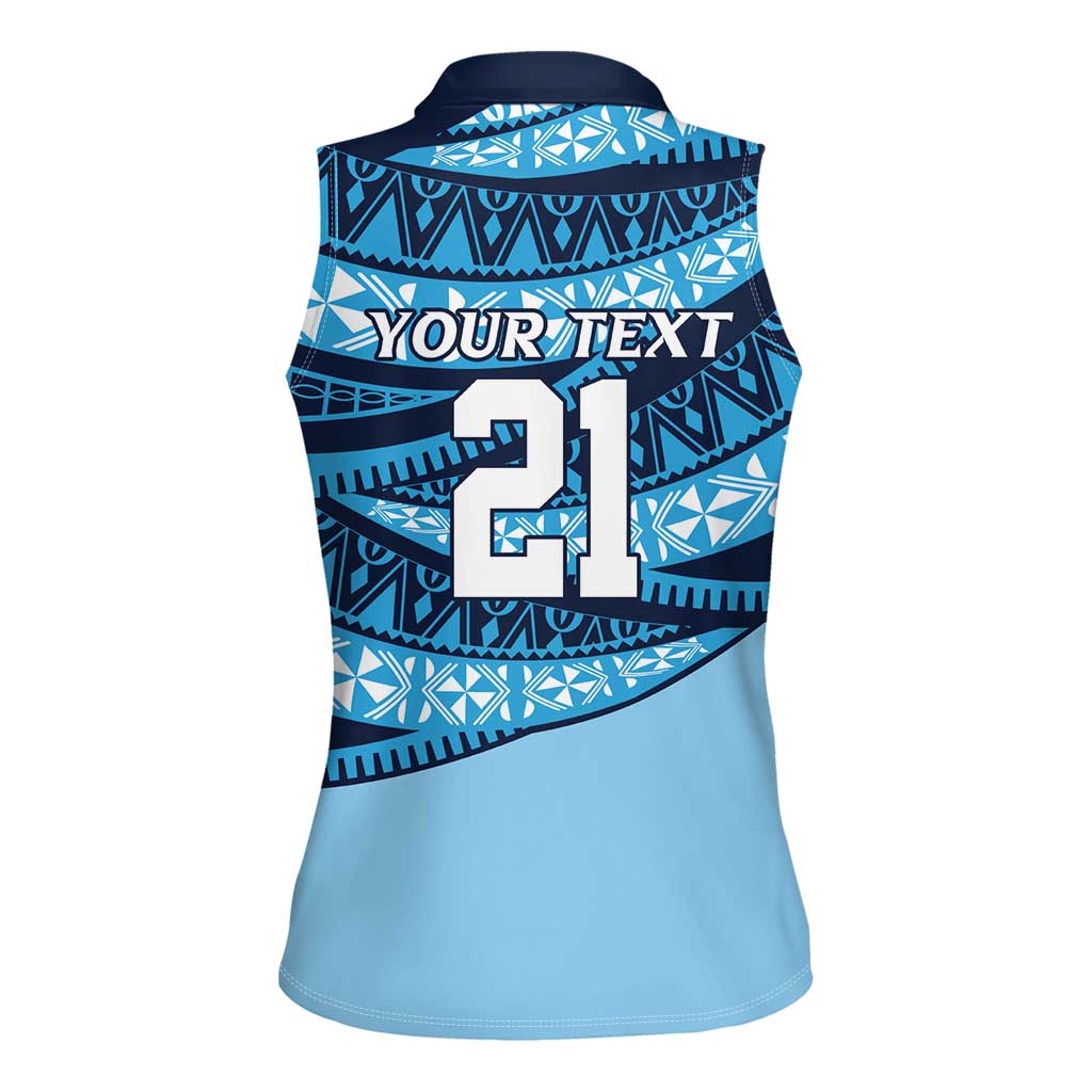 New South Wales Rugby Pacific Custom Women Sleeveless Polo Shirt Pasifika Tapa Pattern