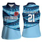 New South Wales Rugby Pacific Custom Women Sleeveless Polo Shirt Pasifika Tapa Pattern