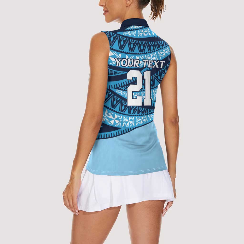 New South Wales Rugby Pacific Custom Women Sleeveless Polo Shirt Pasifika Tapa Pattern