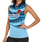 New South Wales Rugby Pacific Custom Women Sleeveless Polo Shirt Pasifika Tapa Pattern