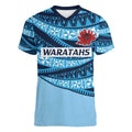 New South Wales Rugby Pacific Custom Women V-Neck T-Shirt Pasifika Tapa Pattern