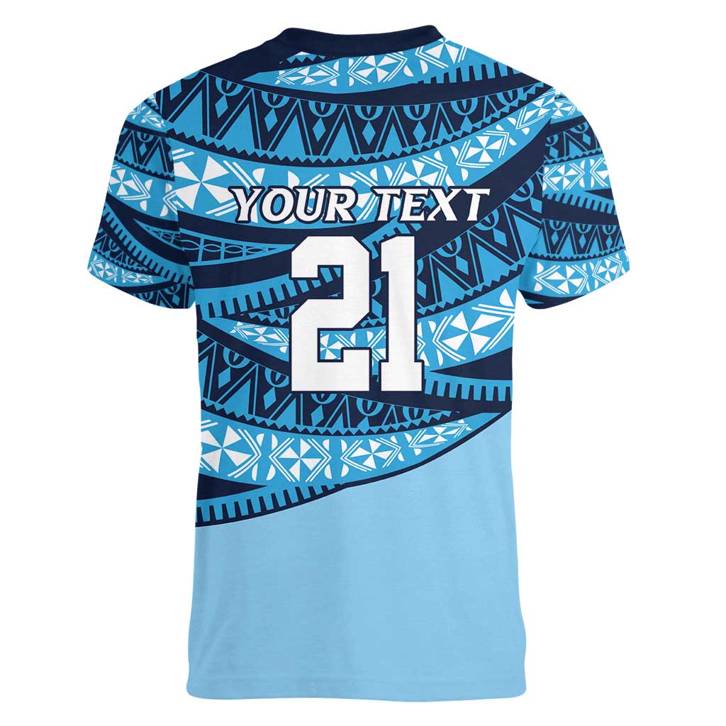 New South Wales Rugby Pacific Custom Women V-Neck T-Shirt Pasifika Tapa Pattern