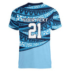 New South Wales Rugby Pacific Custom Women V-Neck T-Shirt Pasifika Tapa Pattern