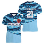New South Wales Rugby Pacific Custom Women V-Neck T-Shirt Pasifika Tapa Pattern