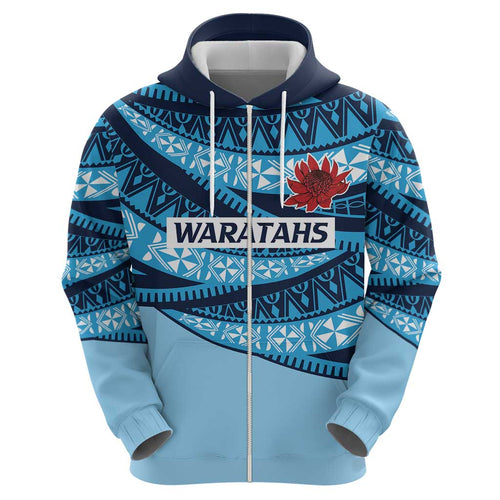 New South Wales Rugby Pacific Custom Zip Hoodie Pasifika Tapa Pattern