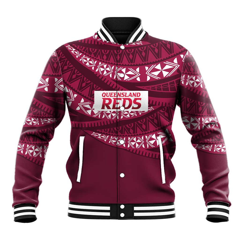 Queensland Rugby Pacific Custom Baseball Jacket Pasifika Tapa Pattern