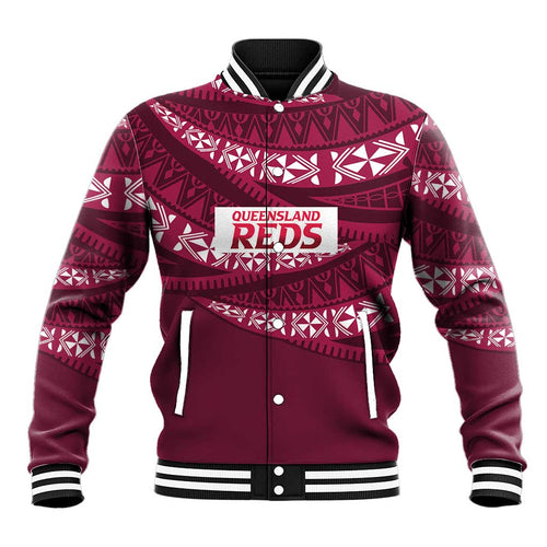 Queensland Rugby Pacific Custom Baseball Jacket Pasifika Tapa Pattern