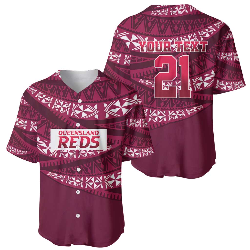 Queensland Rugby Pacific Custom Baseball Jersey Pasifika Tapa Pattern