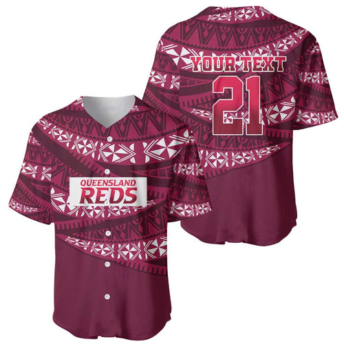 Queensland Rugby Pacific Custom Baseball Jersey Pasifika Tapa Pattern