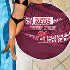Queensland Rugby Pacific Custom Beach Blanket Pasifika Tapa Pattern