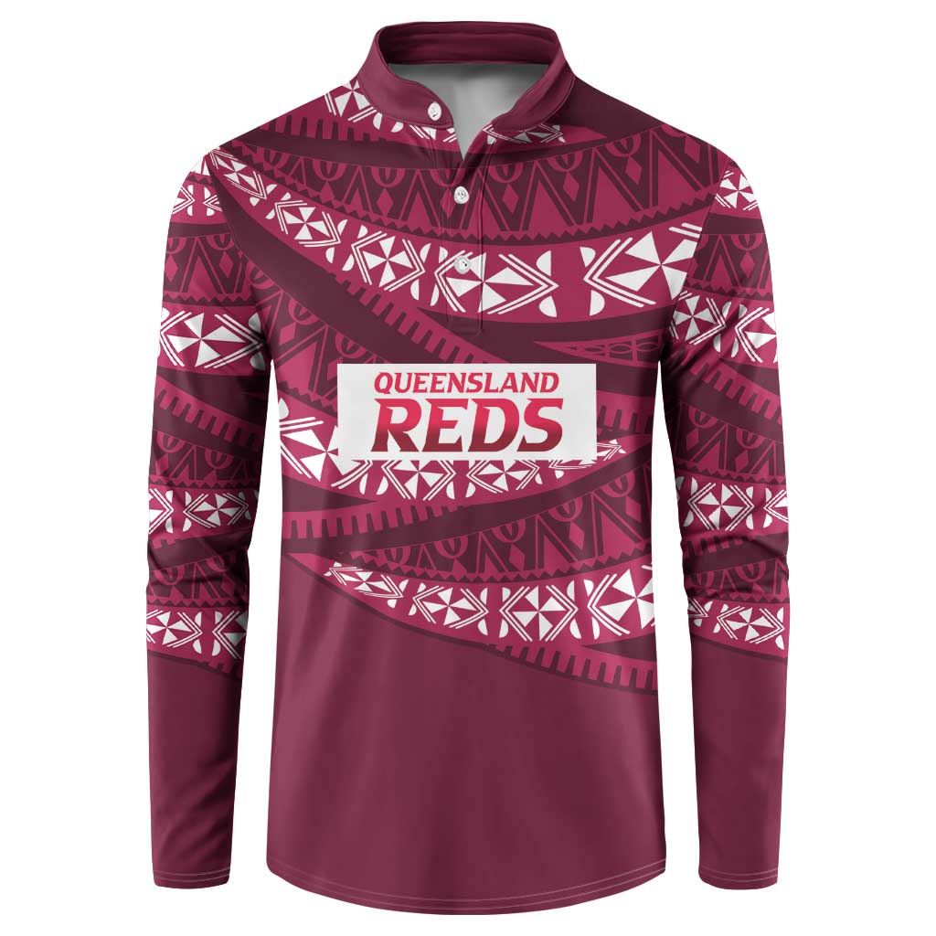 Queensland Rugby Pacific Custom Button Sweatshirt Pasifika Tapa Pattern