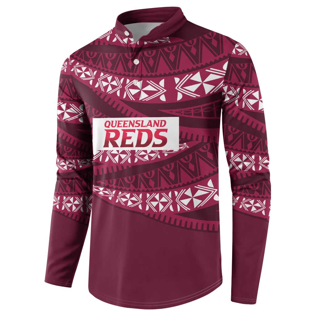 Queensland Rugby Pacific Custom Button Sweatshirt Pasifika Tapa Pattern