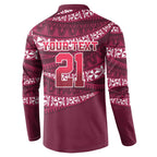 Queensland Rugby Pacific Custom Button Sweatshirt Pasifika Tapa Pattern