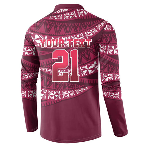 Queensland Rugby Pacific Custom Button Sweatshirt Pasifika Tapa Pattern