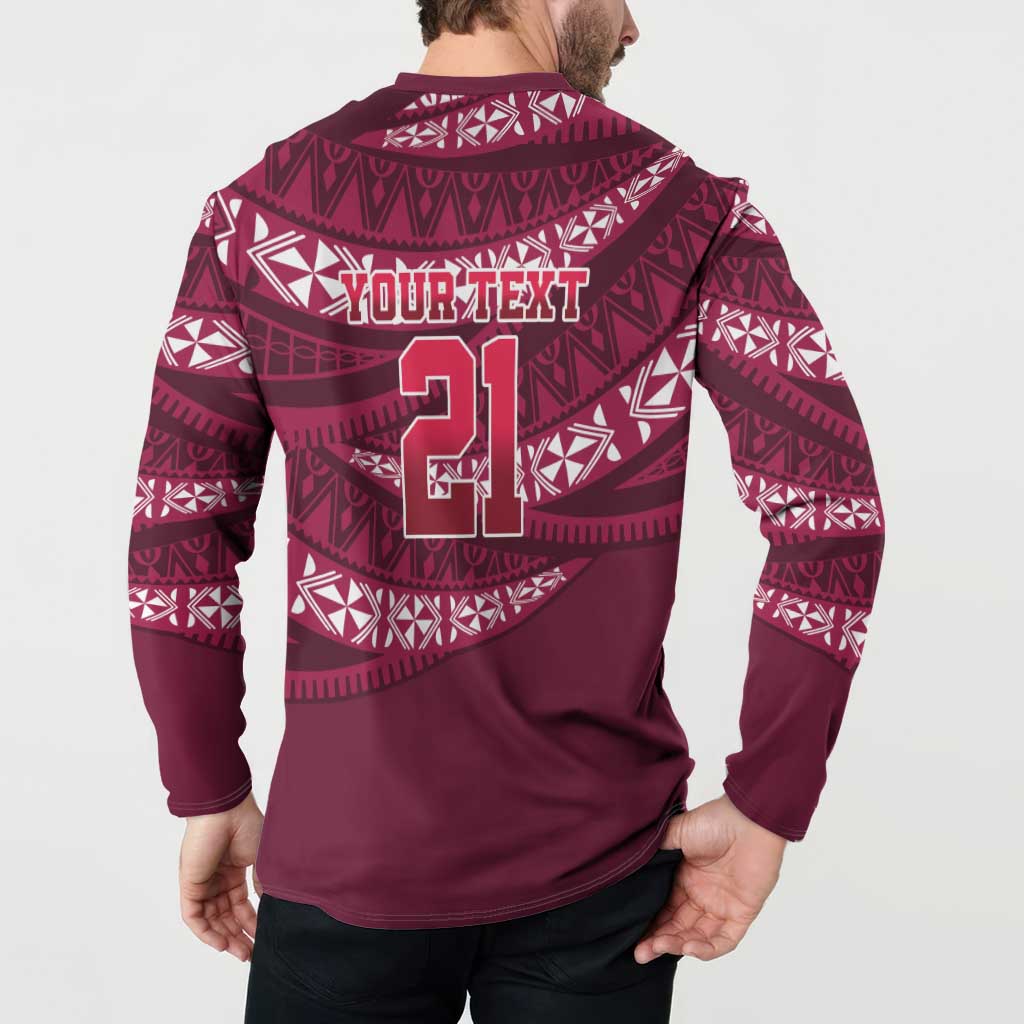 Queensland Rugby Pacific Custom Button Sweatshirt Pasifika Tapa Pattern