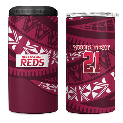 Queensland Rugby Pacific Custom 4 in 1 Can Cooler Tumbler Pasifika Tapa Pattern