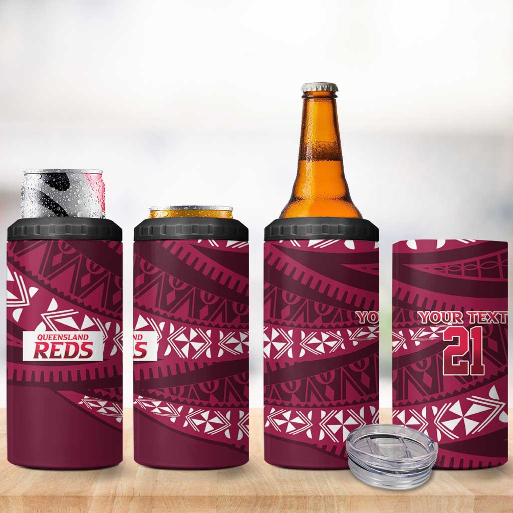 Queensland Rugby Pacific Custom 4 in 1 Can Cooler Tumbler Pasifika Tapa Pattern