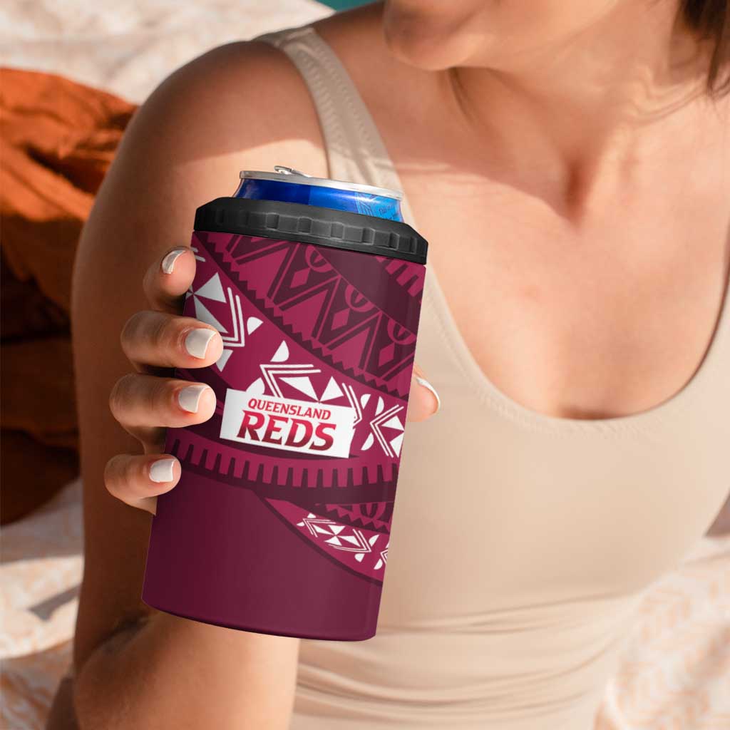 Queensland Rugby Pacific Custom 4 in 1 Can Cooler Tumbler Pasifika Tapa Pattern