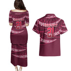 Queensland Rugby Pacific Custom Couples Matching Puletasi and Hawaiian Shirt Pasifika Tapa Pattern