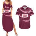 Queensland Rugby Pacific Custom Couples Matching Summer Maxi Dress and Hawaiian Shirt Pasifika Tapa Pattern