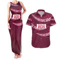Queensland Rugby Pacific Custom Couples Matching Tank Maxi Dress and Hawaiian Shirt Pasifika Tapa Pattern