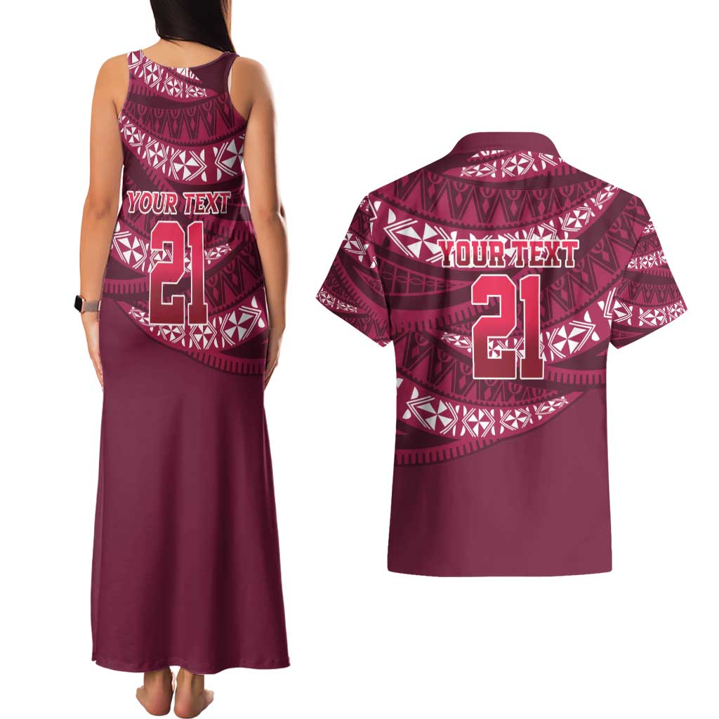 Queensland Rugby Pacific Custom Couples Matching Tank Maxi Dress and Hawaiian Shirt Pasifika Tapa Pattern