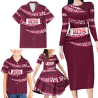 Queensland Rugby Pacific Custom Family Matching Long Sleeve Bodycon Dress and Hawaiian Shirt Pasifika Tapa Pattern