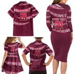 Queensland Rugby Pacific Custom Family Matching Long Sleeve Bodycon Dress and Hawaiian Shirt Pasifika Tapa Pattern