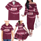 Queensland Rugby Pacific Custom Family Matching Off The Shoulder Long Sleeve Dress and Hawaiian Shirt Pasifika Tapa Pattern