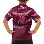 Queensland Rugby Pacific Custom Family Matching Off The Shoulder Long Sleeve Dress and Hawaiian Shirt Pasifika Tapa Pattern
