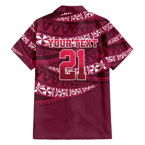 Queensland Rugby Pacific Custom Family Matching Off The Shoulder Long Sleeve Dress and Hawaiian Shirt Pasifika Tapa Pattern