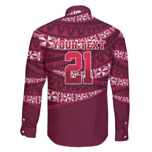 Queensland Rugby Pacific Custom Family Matching Off The Shoulder Long Sleeve Dress and Hawaiian Shirt Pasifika Tapa Pattern