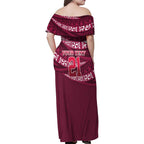 Queensland Rugby Pacific Custom Family Matching Off Shoulder Maxi Dress and Hawaiian Shirt Pasifika Tapa Pattern
