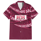 Queensland Rugby Pacific Custom Family Matching Off Shoulder Short Dress and Hawaiian Shirt Pasifika Tapa Pattern