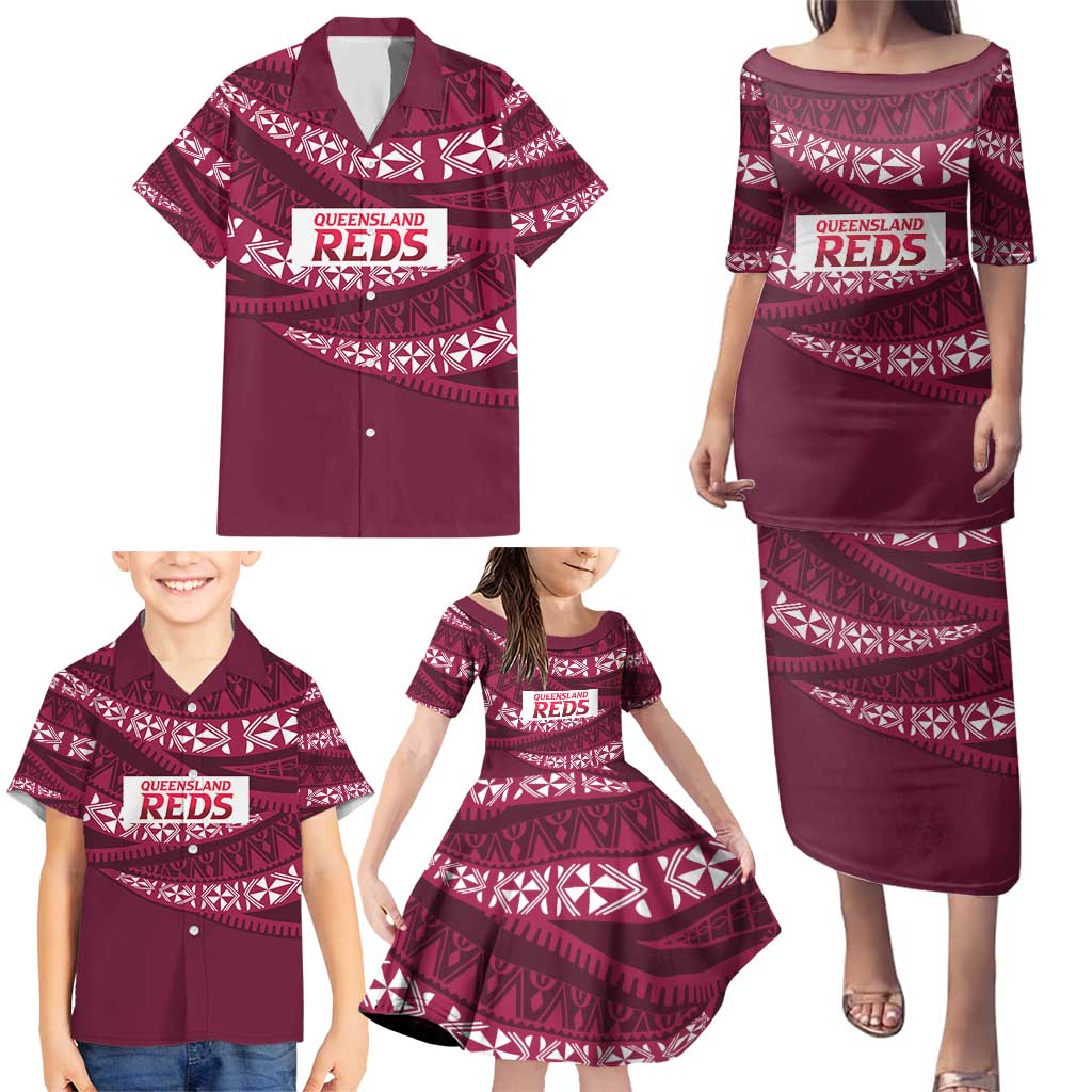 Queensland Rugby Pacific Custom Family Matching Puletasi and Hawaiian Shirt Pasifika Tapa Pattern