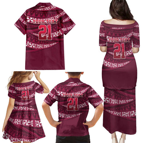 Queensland Rugby Pacific Custom Family Matching Puletasi and Hawaiian Shirt Pasifika Tapa Pattern