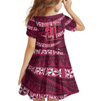 Queensland Rugby Pacific Custom Family Matching Short Sleeve Bodycon Dress and Hawaiian Shirt Pasifika Tapa Pattern