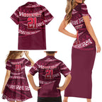 Queensland Rugby Pacific Custom Family Matching Short Sleeve Bodycon Dress and Hawaiian Shirt Pasifika Tapa Pattern