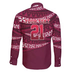 Queensland Rugby Pacific Custom Family Matching Short Sleeve Bodycon Dress and Hawaiian Shirt Pasifika Tapa Pattern