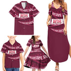 Queensland Rugby Pacific Custom Family Matching Summer Maxi Dress and Hawaiian Shirt Pasifika Tapa Pattern