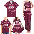 Queensland Rugby Pacific Custom Family Matching Tank Maxi Dress and Hawaiian Shirt Pasifika Tapa Pattern