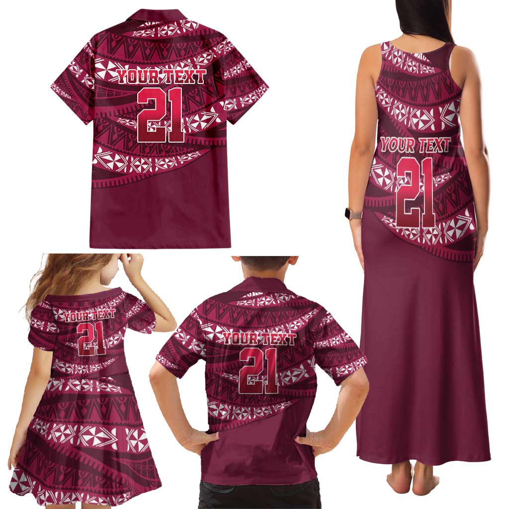 Queensland Rugby Pacific Custom Family Matching Tank Maxi Dress and Hawaiian Shirt Pasifika Tapa Pattern